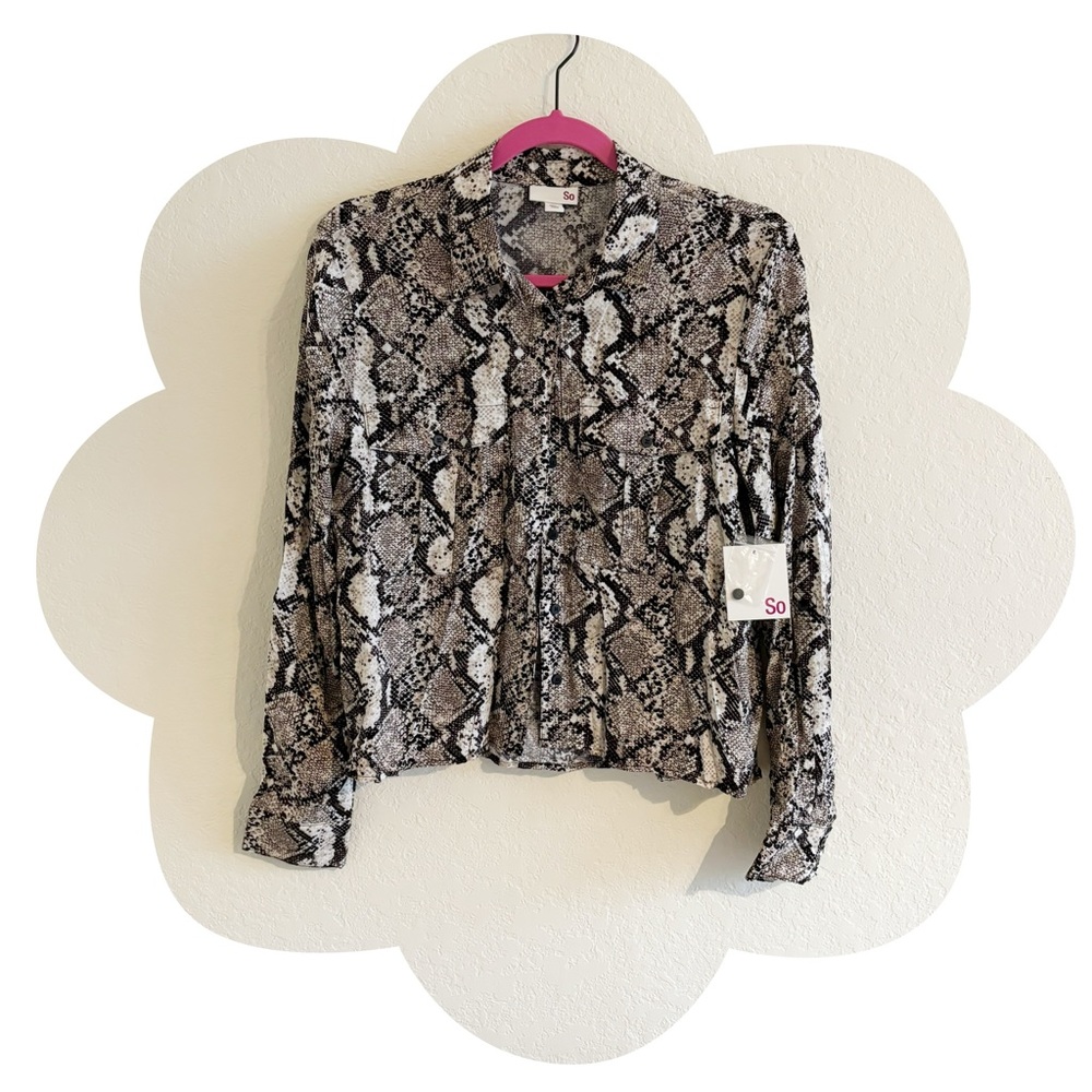 New SO Snakeprint Blouse Long Sleeve Button Up